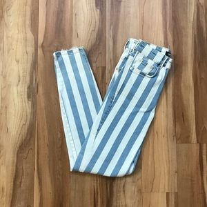 Zara Super Skinny High Rise Distressed Striped Jeans Size 4 (36)
